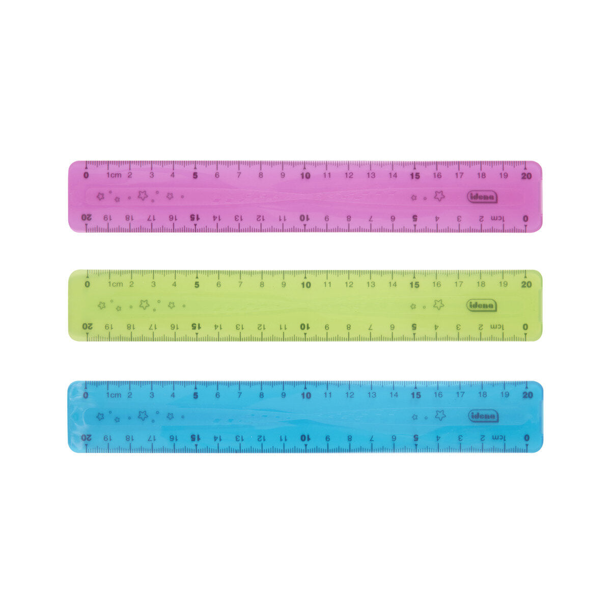 Idena Lineal PP flexibel 20 cm, 1 Stück, 3-fach sortiert