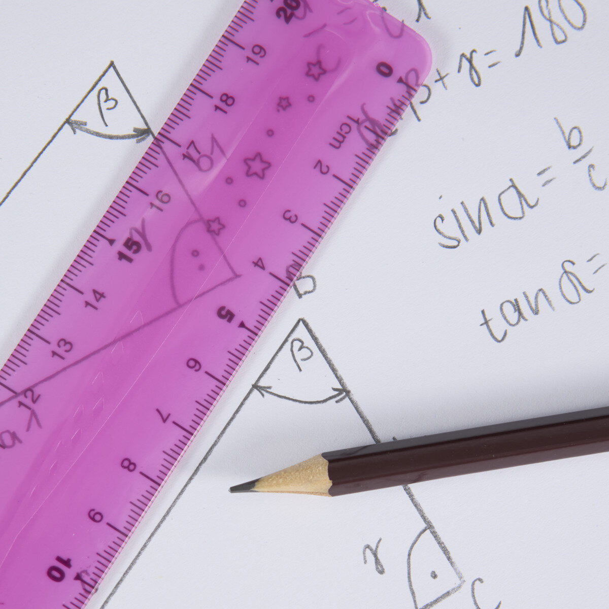 Idena Lineal PP flexibel 20 cm, 1 Stück, 3-fach sortiert