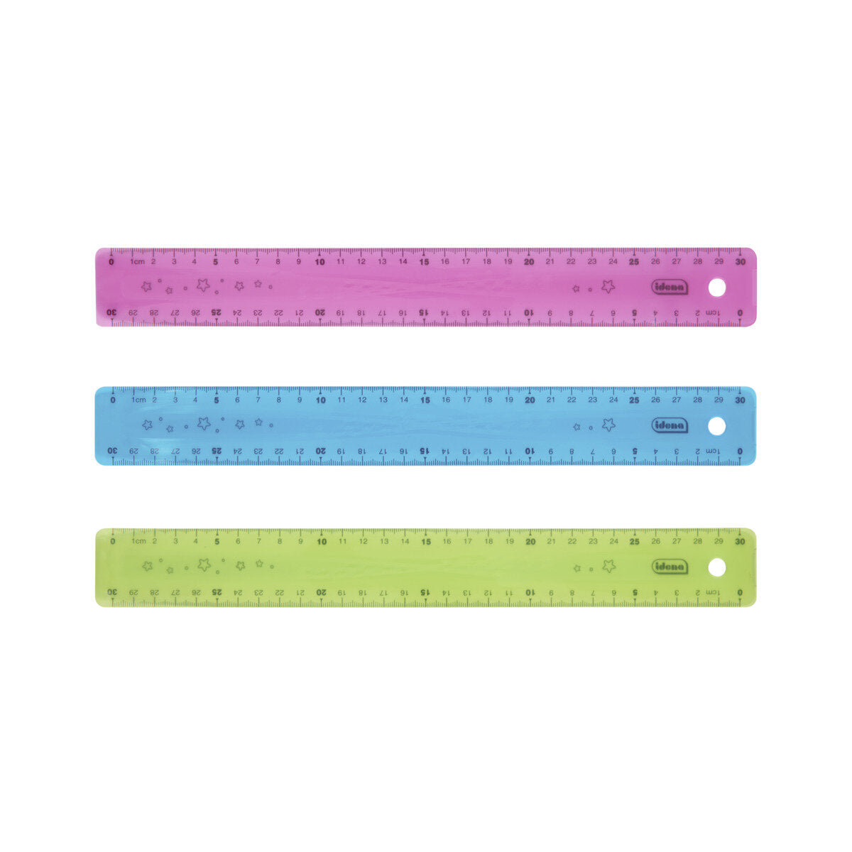 Idena Lineal PP flexibel 30 cm, 1 Stück, 3-fach sortiert