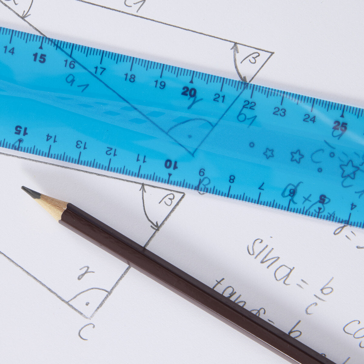 Idena Lineal PP flexibel 30 cm, 1 Stück, 3-fach sortiert