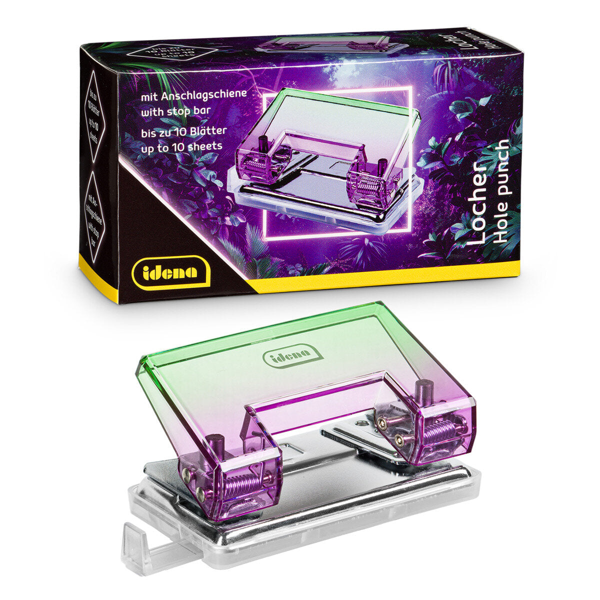 Idena Locher Bicolor bis zu 10 Blätter lila grün 113 x 60 x 52 mm