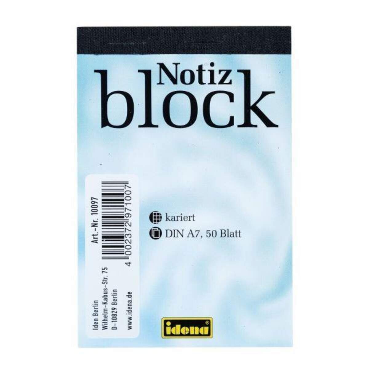 Idena Notizblock kariert, A7, 50 Blatt