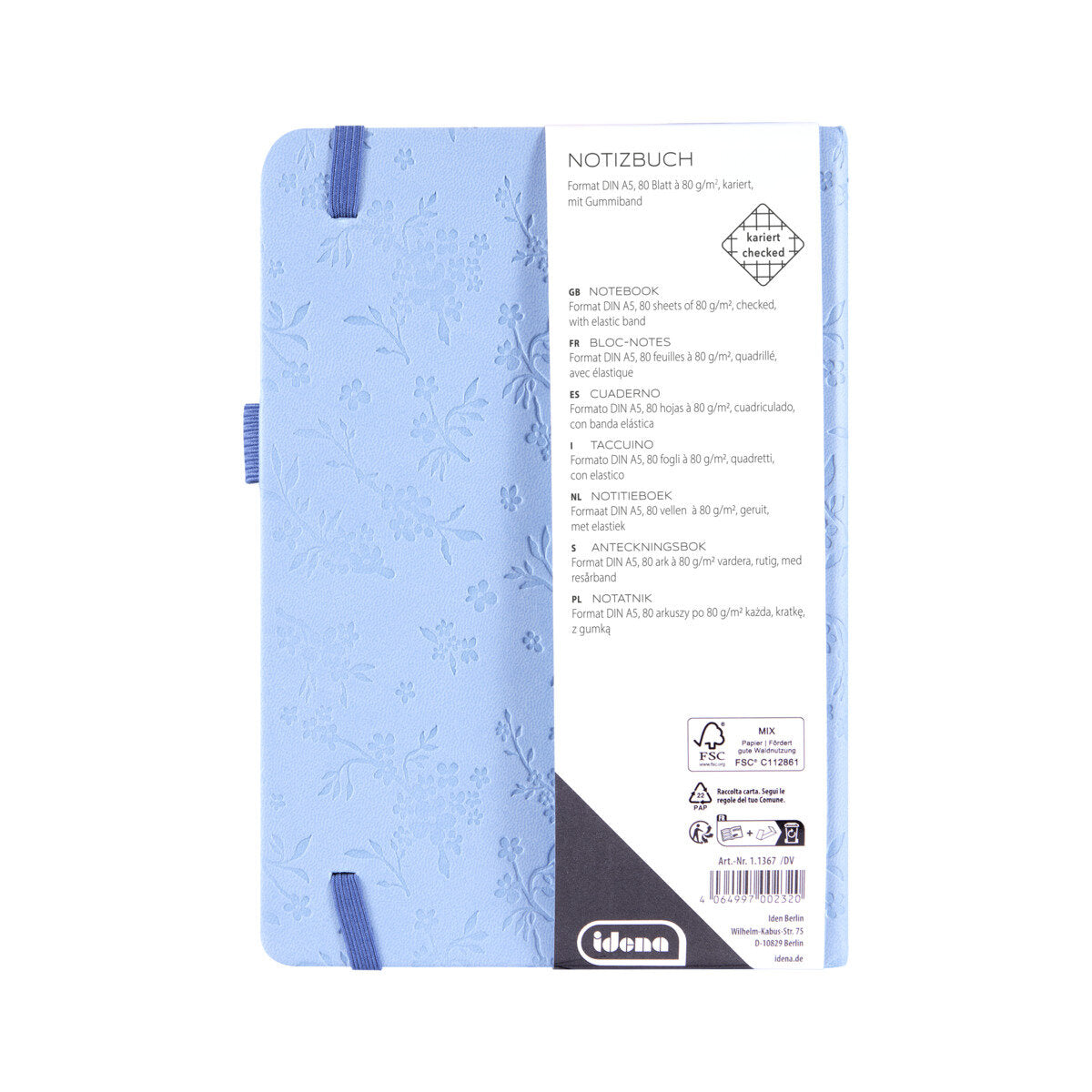 Idena Notizbuch 80 Seiten kariert DIN A5