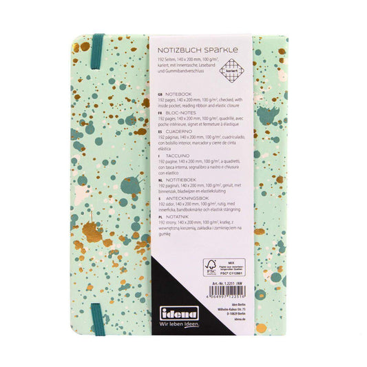 Idena Notizbuch Sparkle mint, kariert