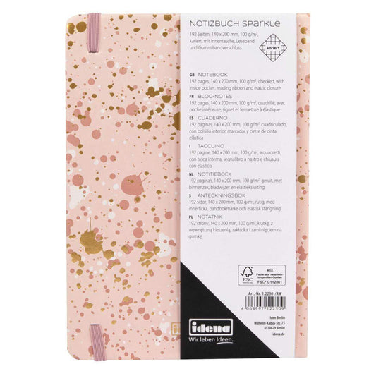 Idena Notizbuch Sparkle rosé, kariert