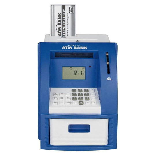 Idena Spardose Geldautomat Digital mit Sound, blau