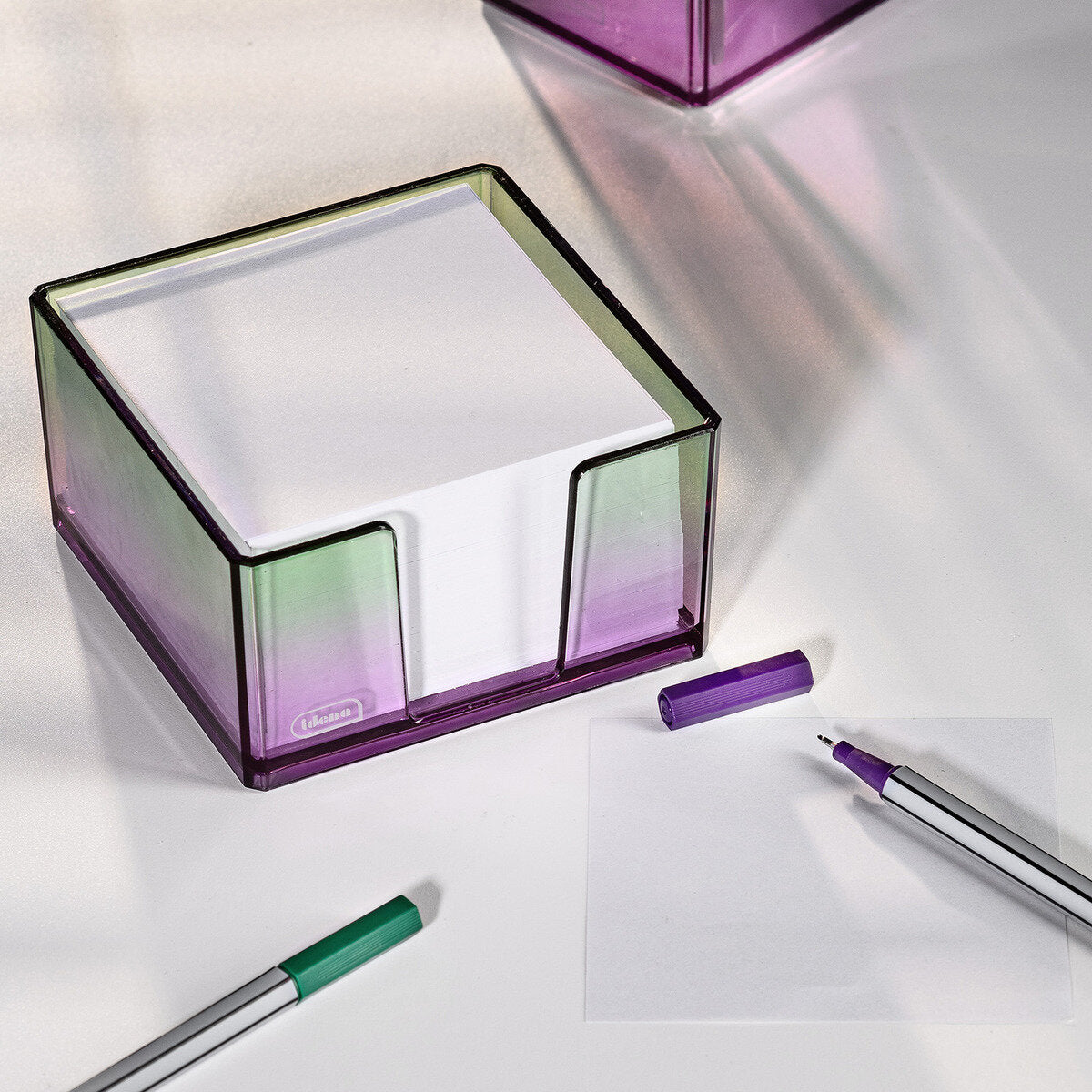 Idena Zettelbox Bicolor 500 Blatt lila grün 103 x 103 x 57 mm 80g/m²