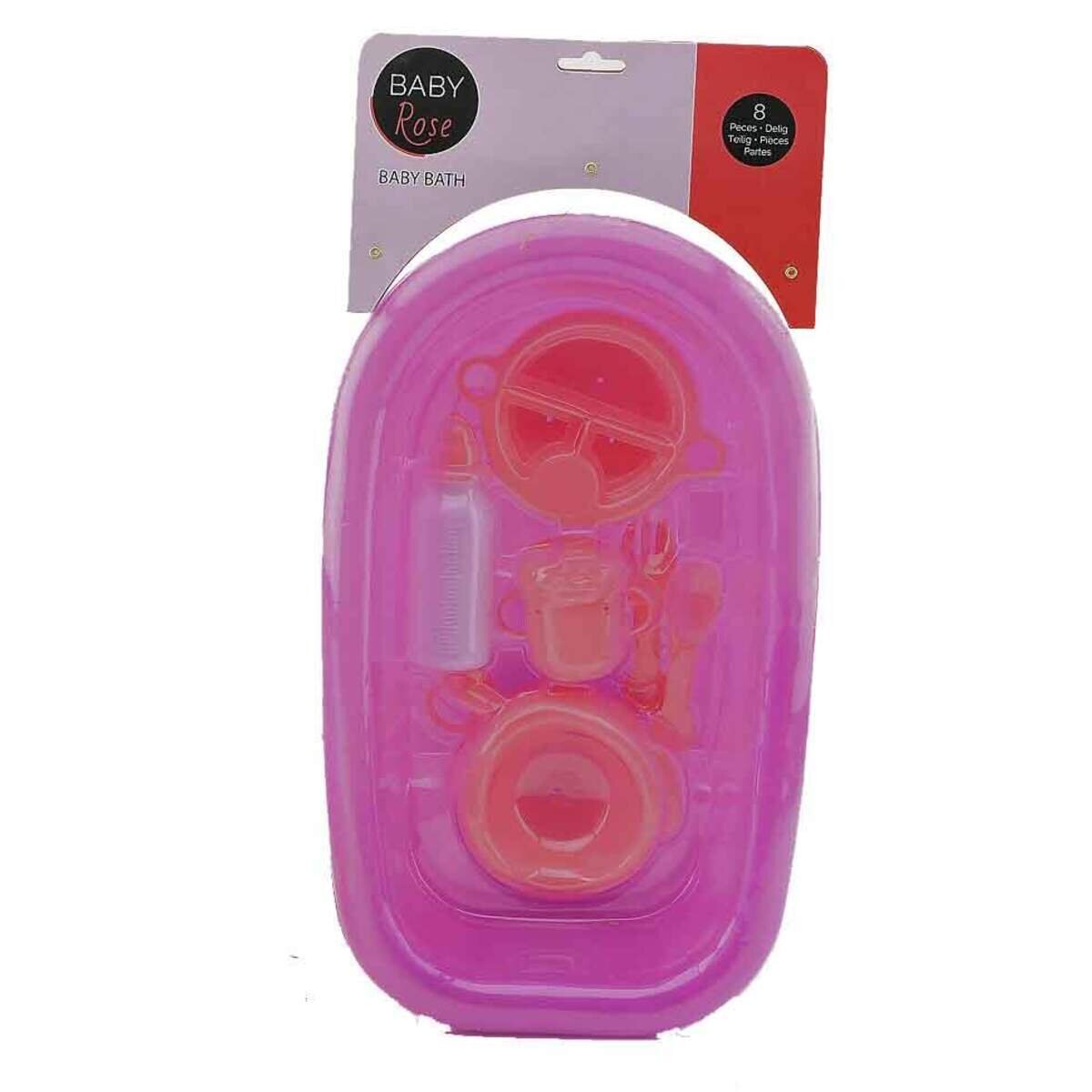 Johntoy Baby Rose Babybad mit Zubehör, 8-teilig, sortiert