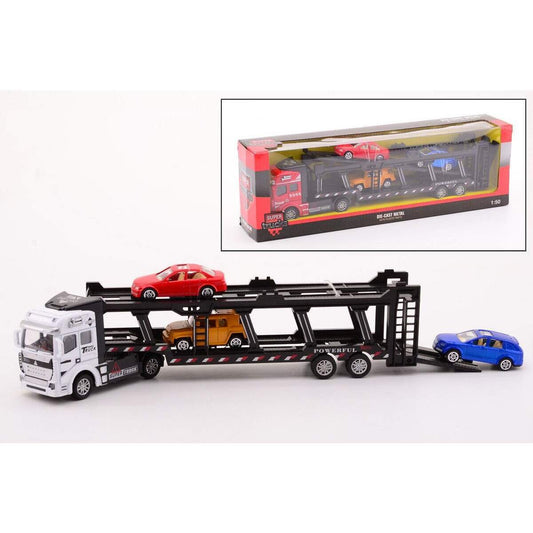 Johntoy Super Cars Die-cast Autotransporter mit 3 Autos, sortiert