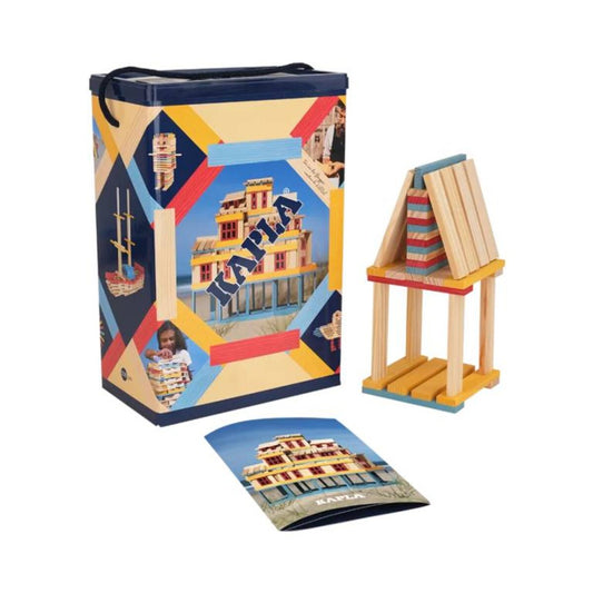 KAPLA® Box Sommer 200 Holzplättchen in 4 Farben in einer stabilen Kartonbox