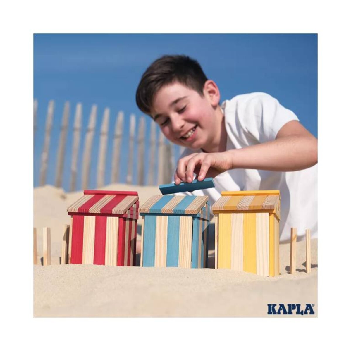 KAPLA® Box Sommer 200 Holzplättchen in 4 Farben in einer stabilen Kartonbox