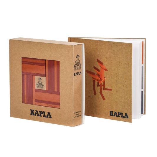 KAPLA® Holzbausteine in 40er Box mit Buch, rot / orange