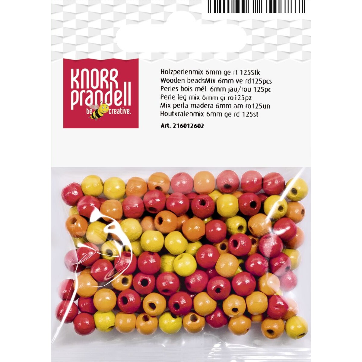 Knorr Prandell 216012602 Holzperlen-Mix, 125 Stück