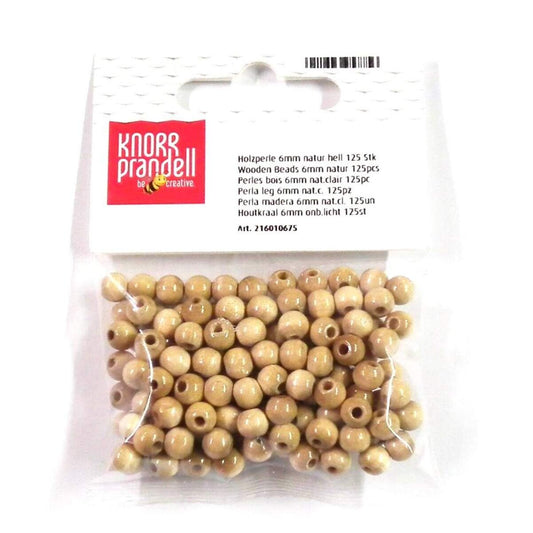 Knorr Prandell Holzperlen, 6mm, natur hell, 125 Stück