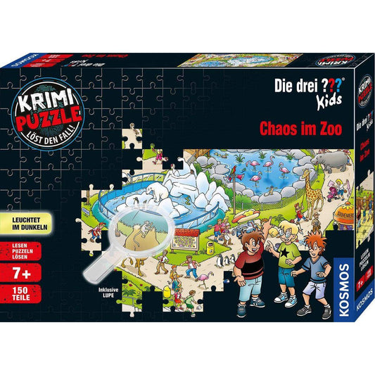 KOSMOS Die drei??? Kids Krimi-Puzzle Chaos im Zoo, 150 Teile