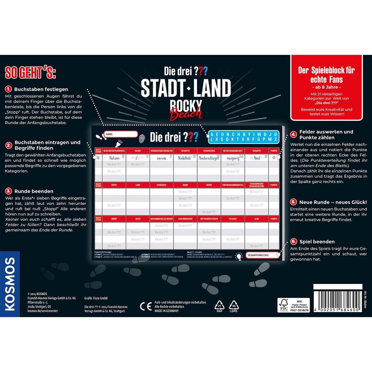 KOSMOS Die drei ??? Stadt Land Rocky Beach