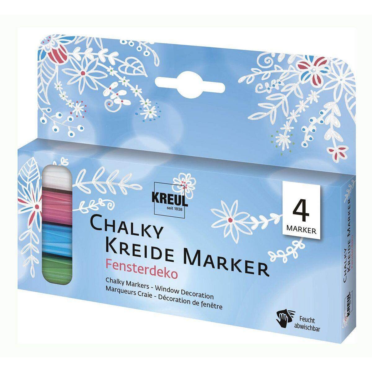 KREUL Chalky Kreidemarker 4er Set, Fensterdeko