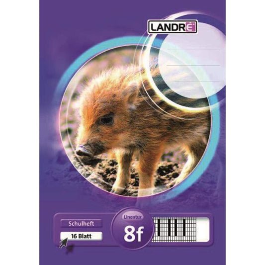 Landré Schulheft A5, rautiert, Liniatur 8, 16 Blatt, sortiert