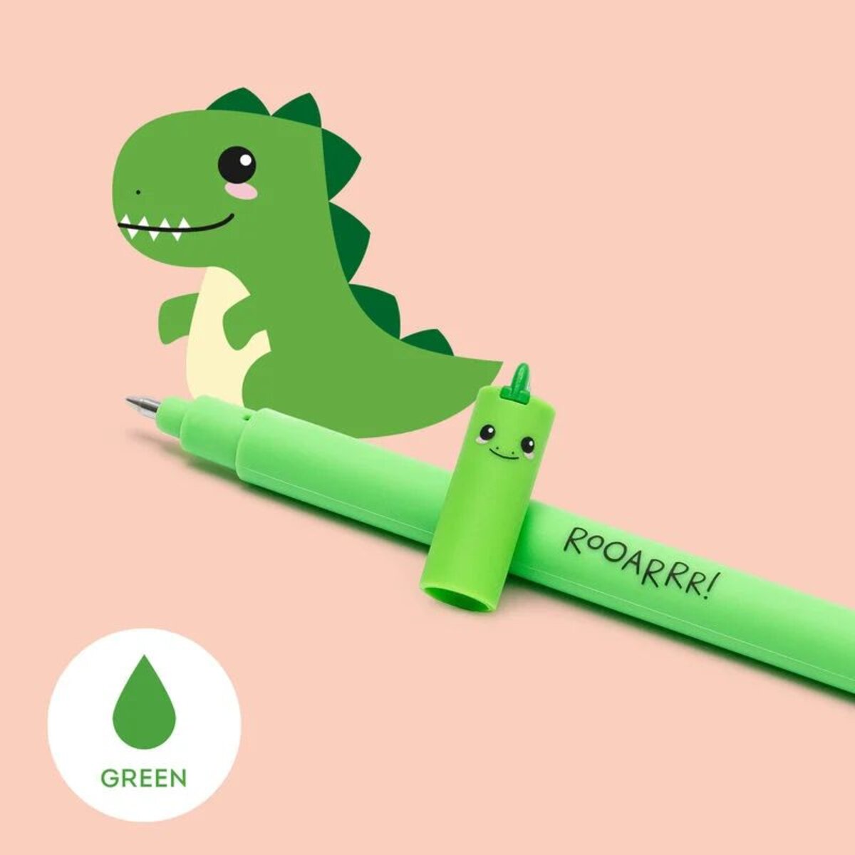 Legami Löschbarer Gelstift - Erasable Pen, grüner Dino