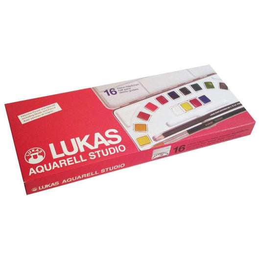 LUKAS STUDIO Aquarell Metallkasten 16x1/2-Näpfchen + Stift/Pinsel