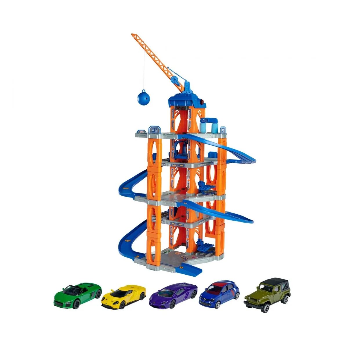 Majorette Motor Lift Center + 5 Cars