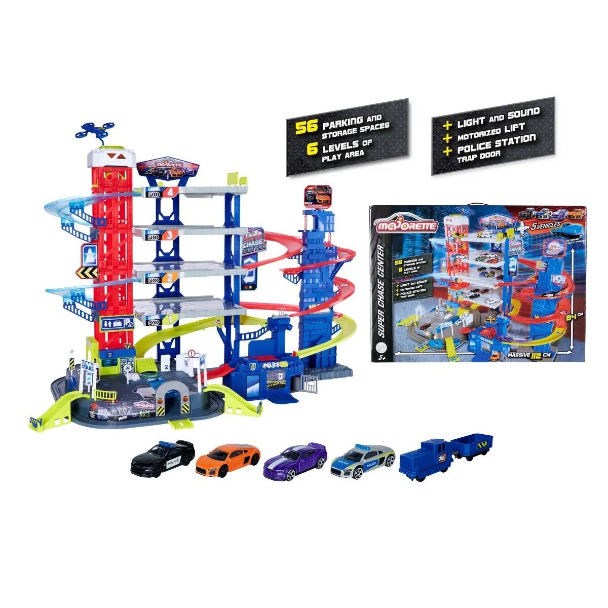 Majorette Super Chase Center + 5 Fahrzeuge