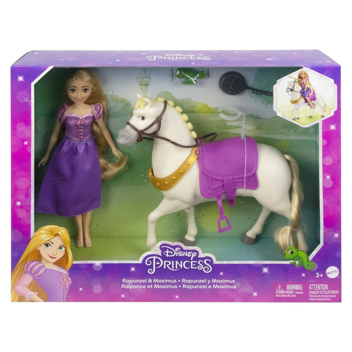 Mattel Disney Princess Rapunzel & Maximus Spielfiguren mit Bratpfannenbürste