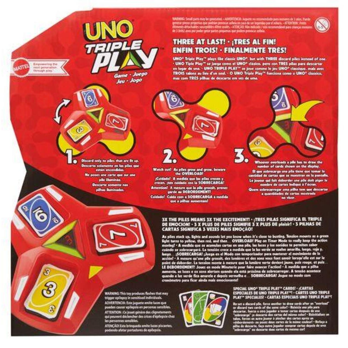 Mattel Games UNO Triple Play, Kartenspiel, Gesellschaftsspiel