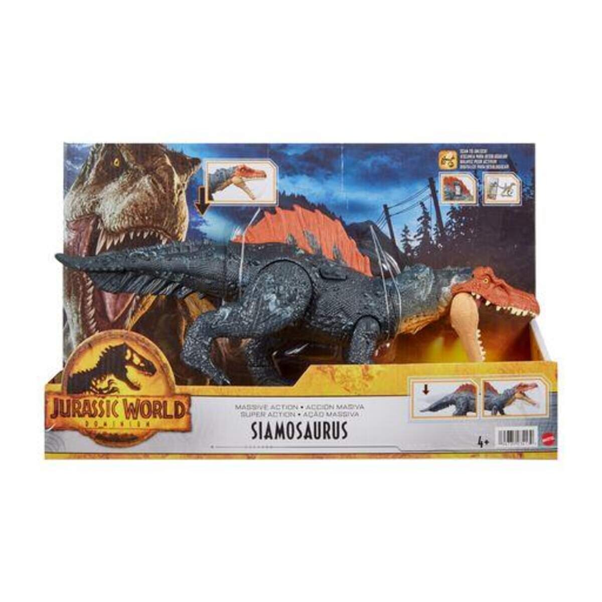 Mattel Jurassic World Massive Action, 1 Stück, 4-fach sortiert