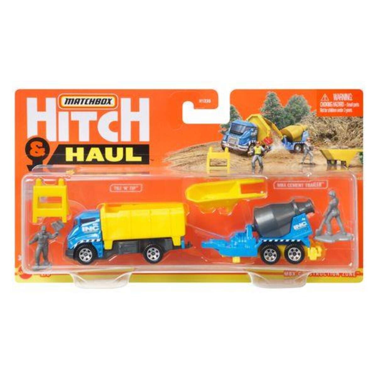 Mattel Matchbox Hitch N Haul Sortiment mit 1 Fahrzeug und 1 Zuganhänger, 1 Stück, 3-fach sortiert