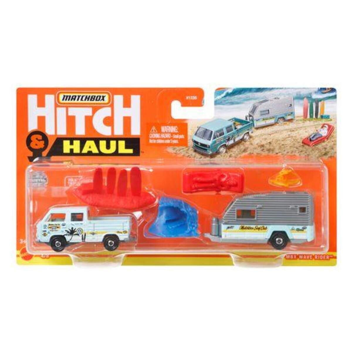 Mattel Matchbox Hitch N Haul Sortiment mit 1 Fahrzeug und 1 Zuganhänger, 1 Stück, 3-fach sortiert