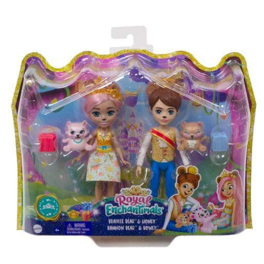 Mattel Royal Enchantimals Braylee Bear und Bannon Bear Puppen und 2 Tierfiguren