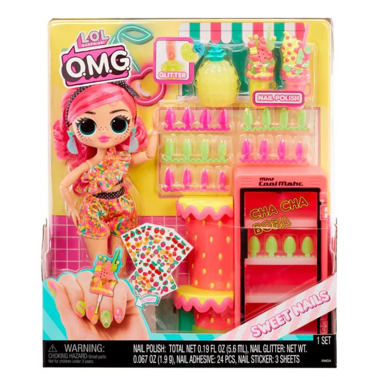 MGA Entertainment LOL Surprise OMG Sweet Nails Pinky Pops Obstladen mit 15 Überraschungen