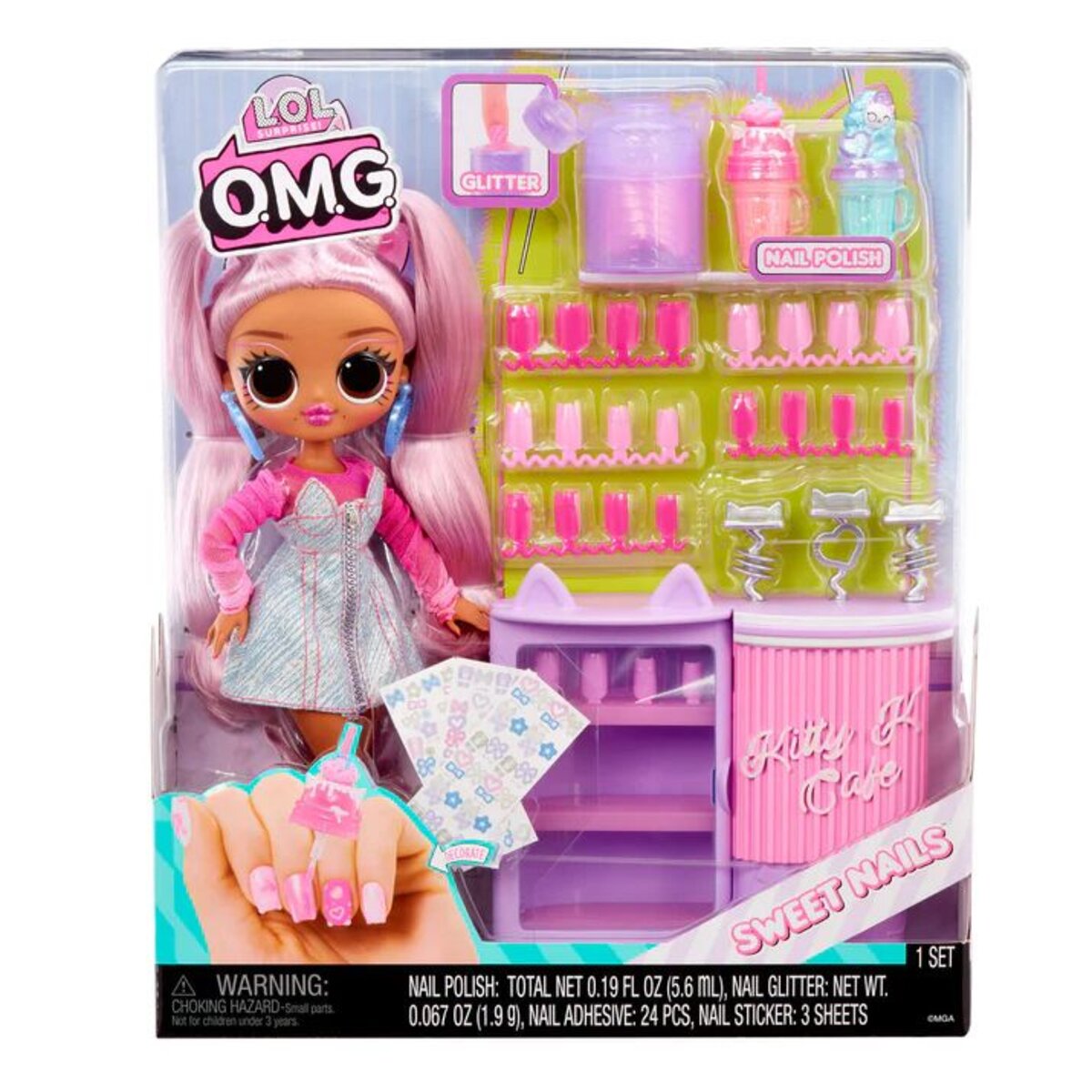 MGA Entertainment LOL Surprise OMG Sweet Nails Kitty K Café mit 15 Überraschungen