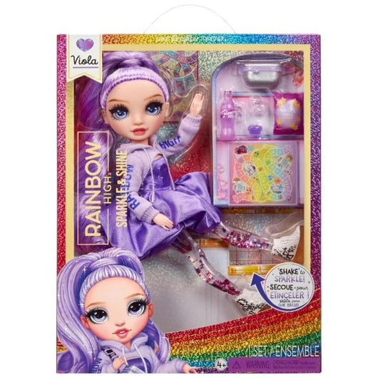 MGA Entertainment Rainbow High Sparkle & Shine Fashion Dolls- VIOLA (Purple) 28 cm