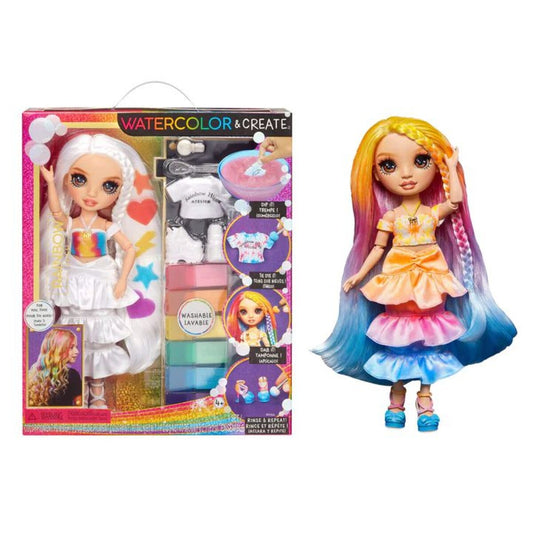 MGA Entertainment Rainbow High Watercolor & Create Theme Dolls- brown eyes