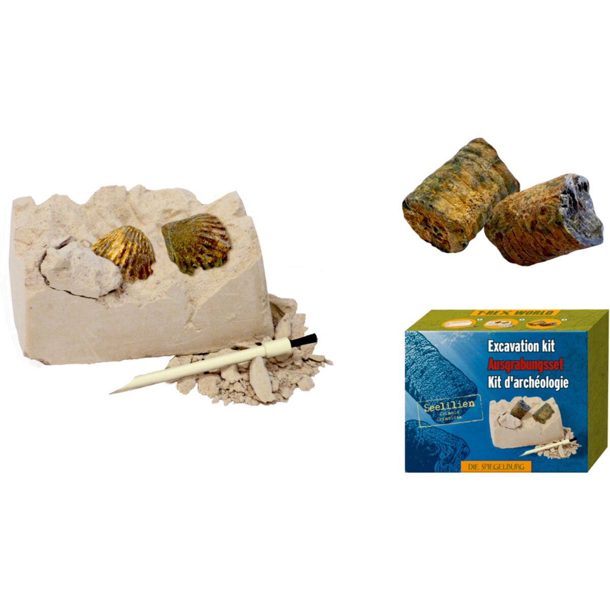 Mini-Ausgrabungsset Fossilien - T-Rex World, 1 Stück, 4-fach sortiert