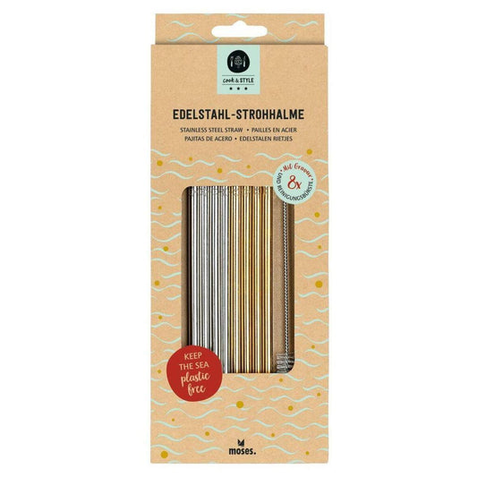moses. cook & STYLE Metallstrohhalme silber & gold, 8 Stück
