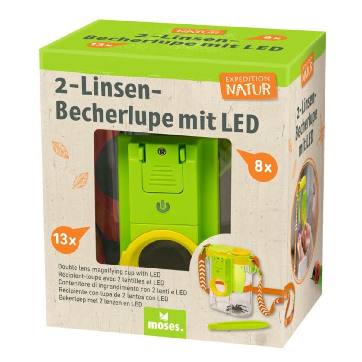 moses. Expedition Natur 2-Linsen-Becherlupe mit LED