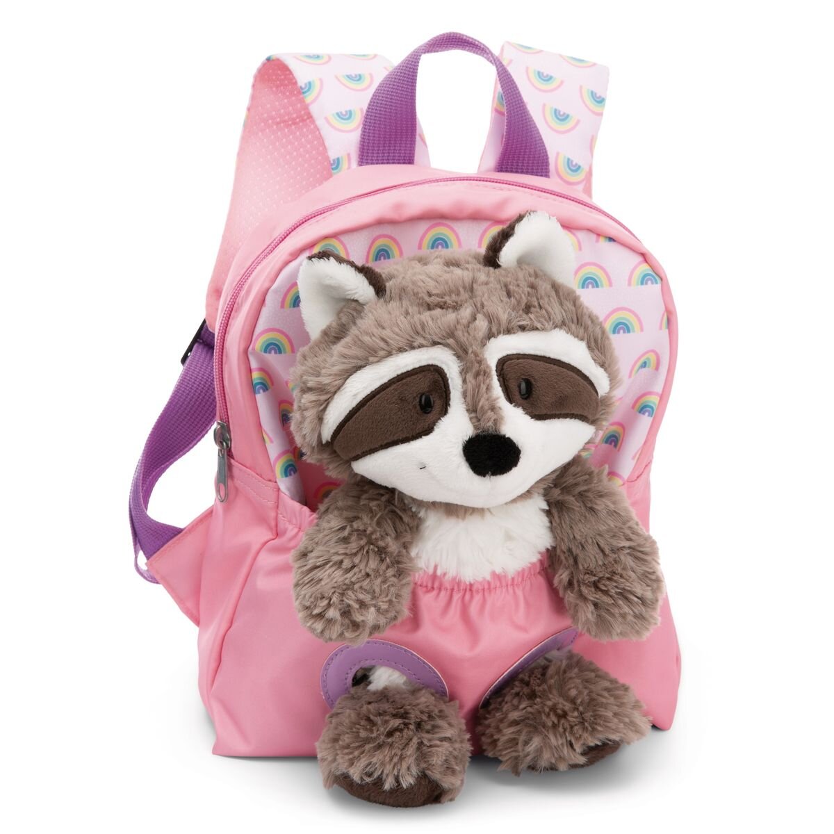 NICI Rucksack mit Waschbär Plüschtier pink