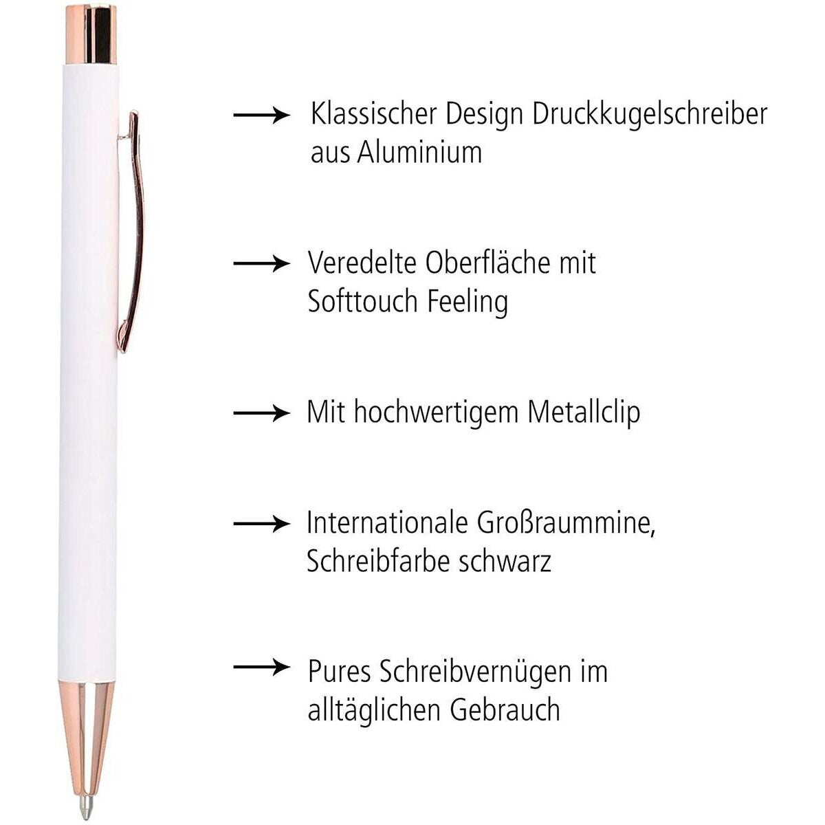 ONLINE Kugelschreiber Soft Metal, White Rose mit Softtouch Feeling