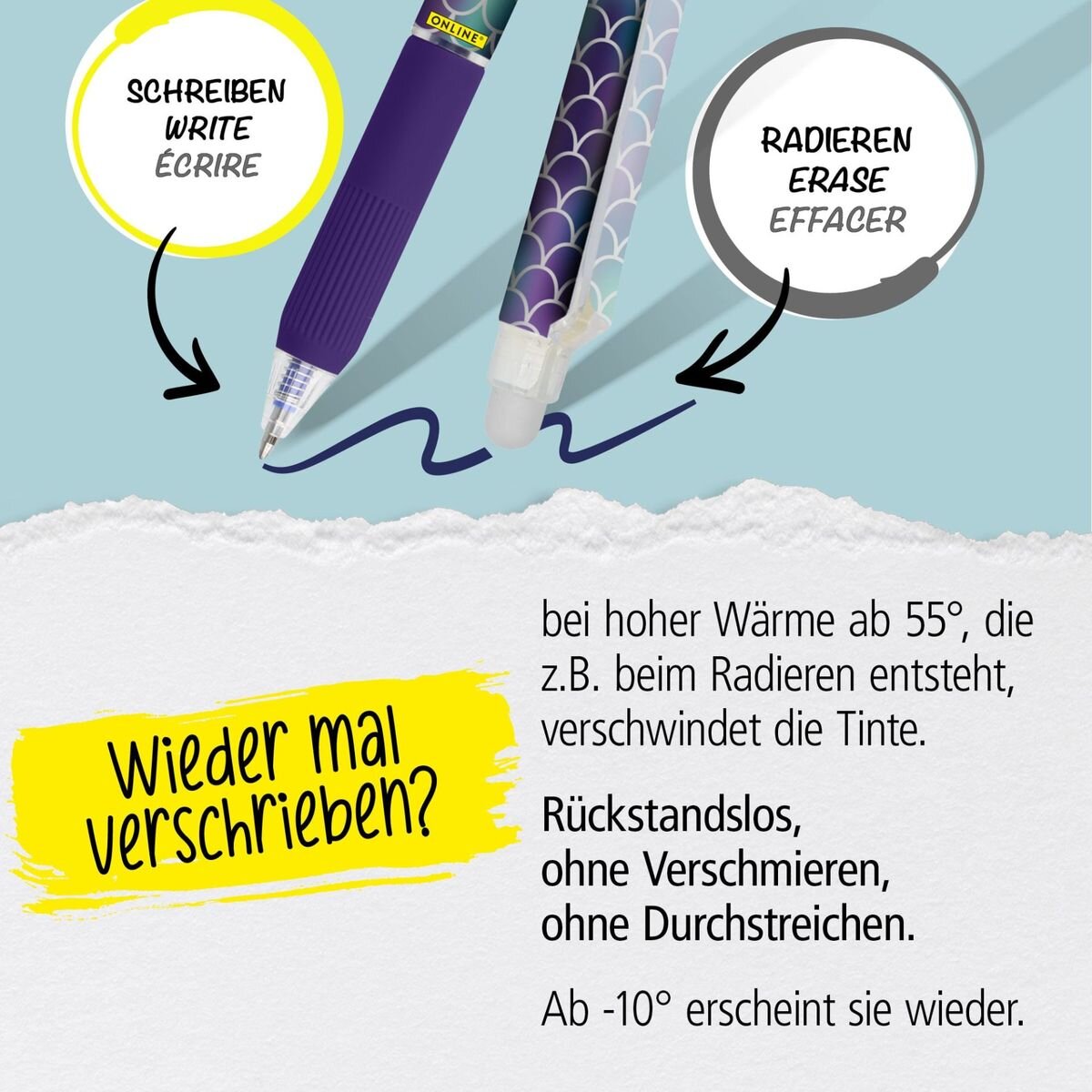 ONLINE Radierbare Ersatzminen für ONLINE magiXX Gelschreiber - 0,7 mm türkis