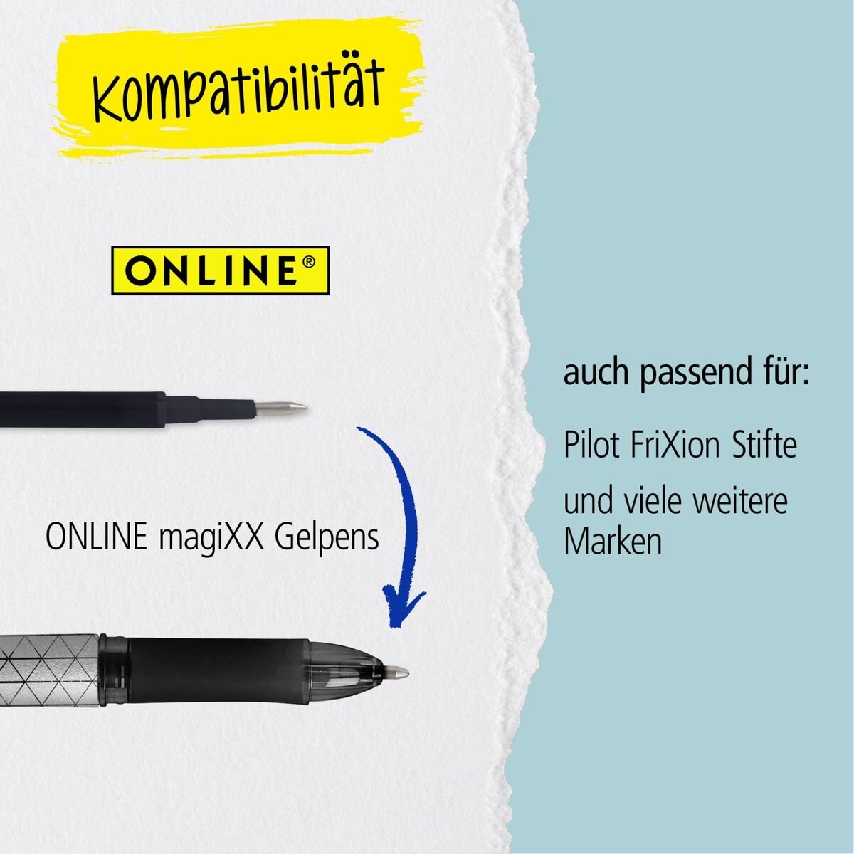 ONLINE Radierbare Ersatzminen für ONLINE magiXX Gelschreiber - 0,7 mm türkis