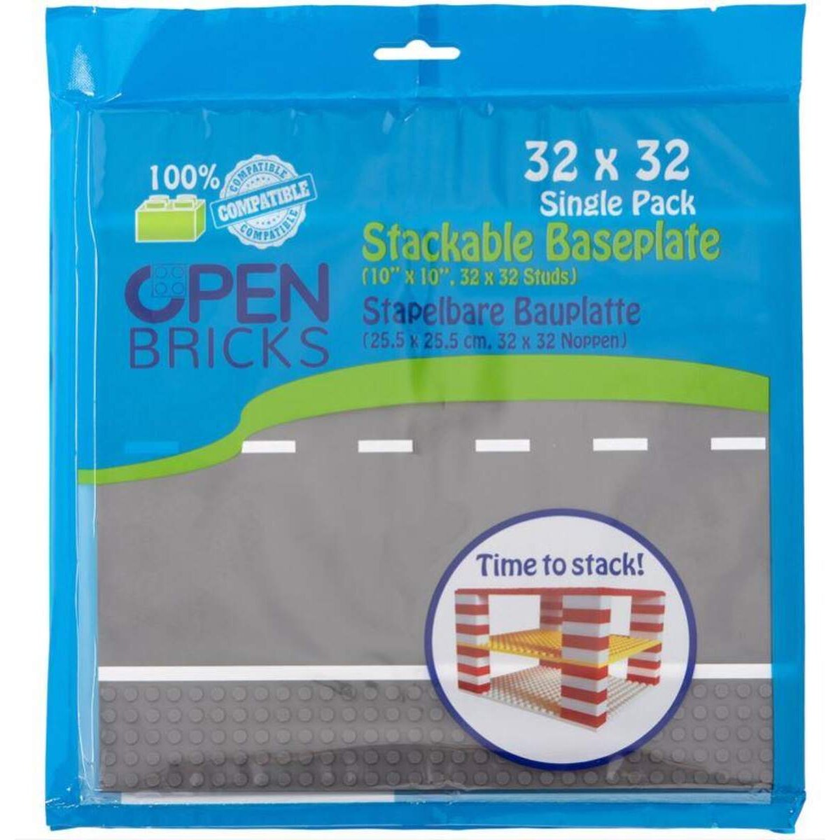 Open Bricks Straßenplatte 32x32 Abbiegung grey 1