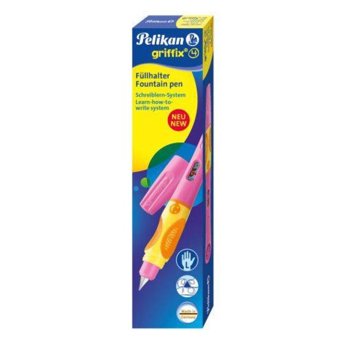 Pelikan griffix® 4 Füllhalter, berry pink, links, Faltschachtel