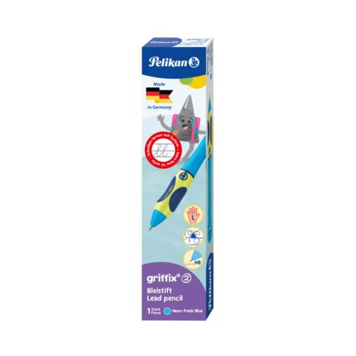 Pelikan griffix® Bleistift HB für Linkshänder, Neon Fresh Blue