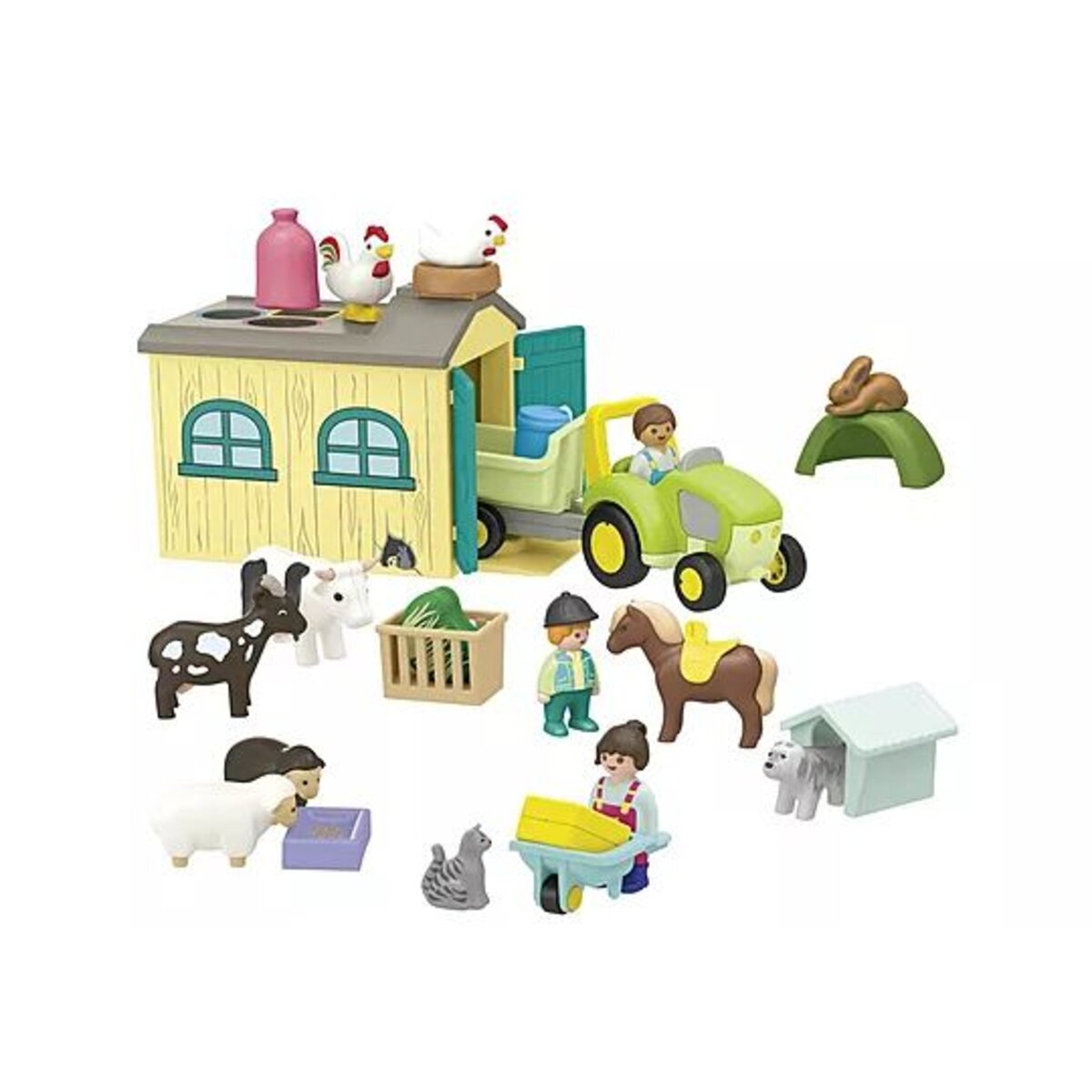 PLAYMOBIL® 71656 JUNIOR: Bauernhof-Abenteuer mit Traktor, Anhänger und tierischen Freunden