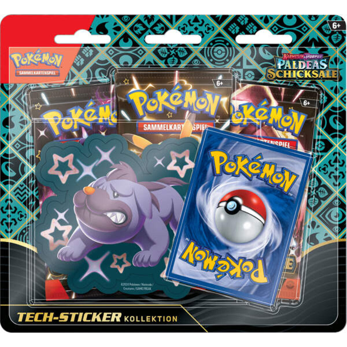 Pokemon Karmesin & Purpur - Paldeas Schicksale Tech-Sticker-Kollektion, 1 Stück, 3-fach sortiert