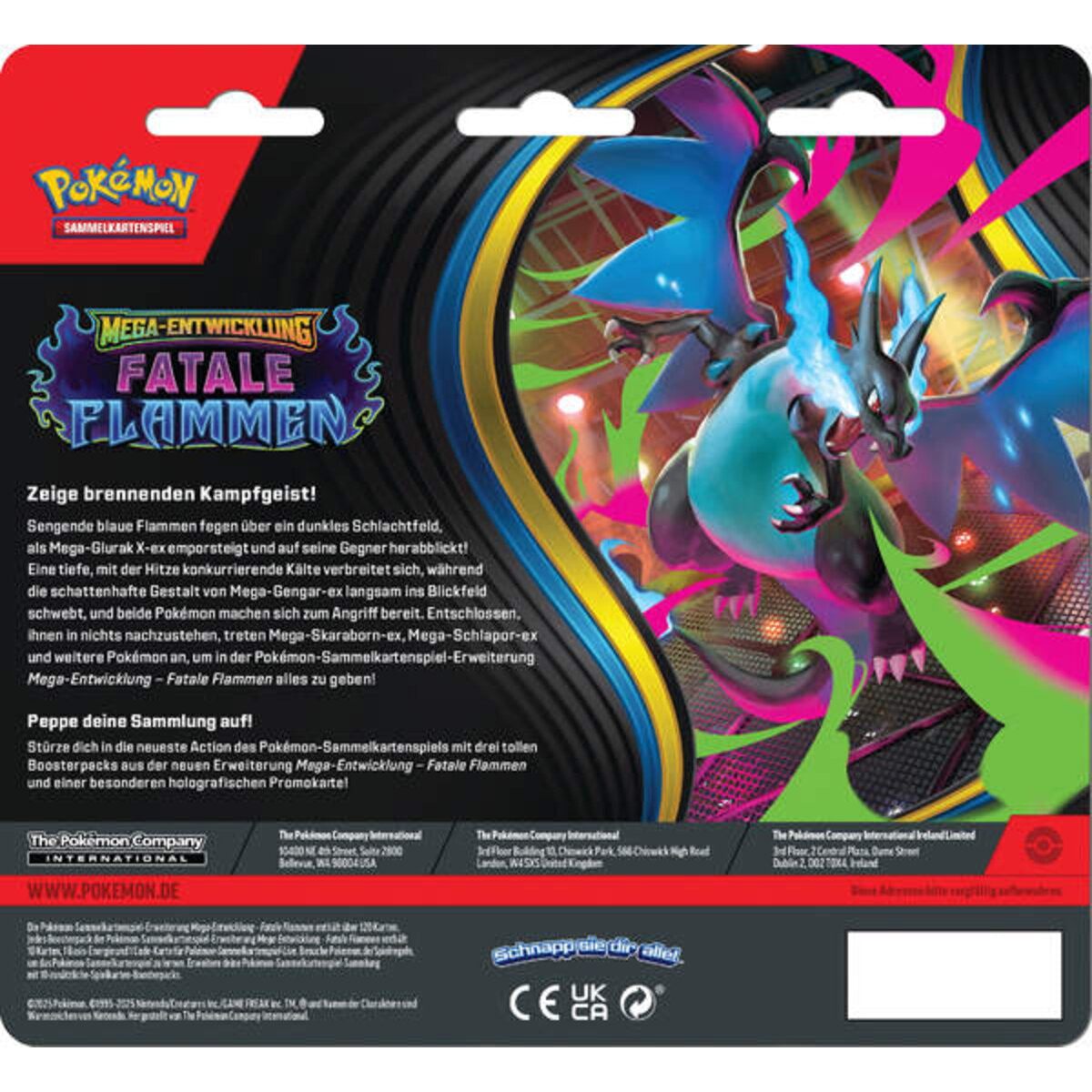 Pokemon Drei-Boosterpack-Blister Mega-Entwicklung - Fatale Flammen