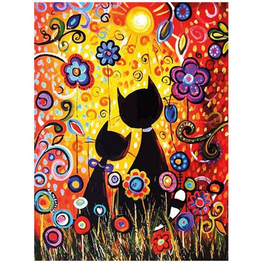 Pracht Diamond Painting Katzen mit Blumen 30 x 40 cm